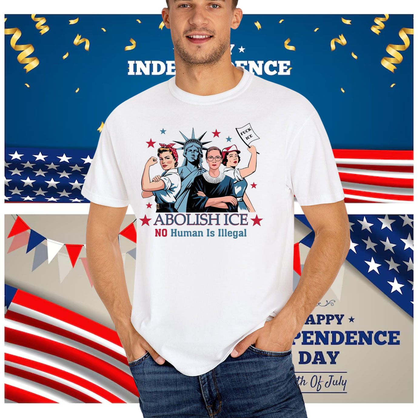 Abolish ICENo Human Is Illegal Fuck ICE T-Shirt
