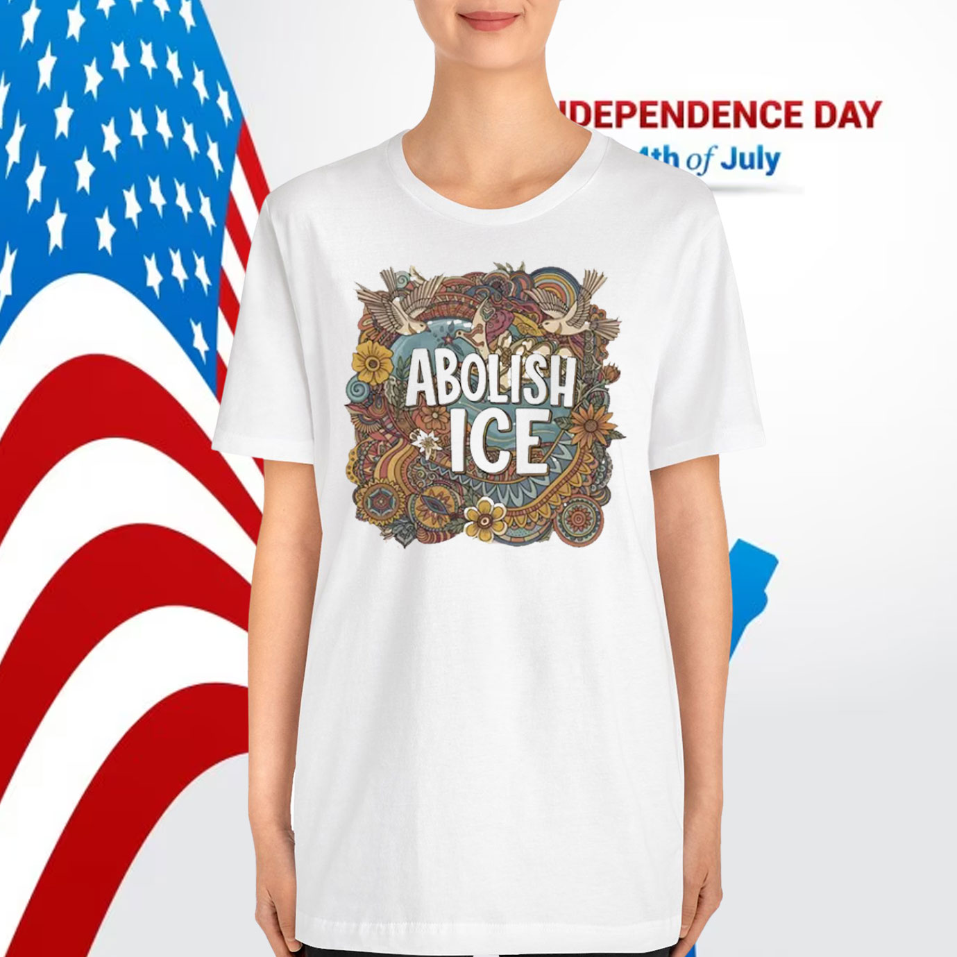 Abolish Ice Hippie Floral T-Shirt