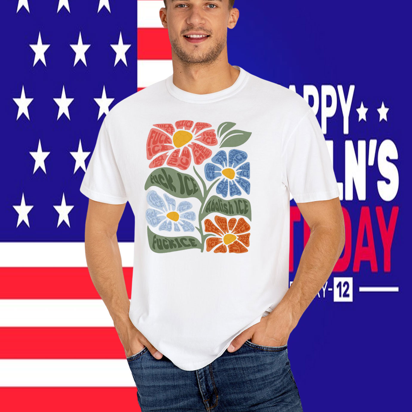 Fuck ICE Flower T-Shirt