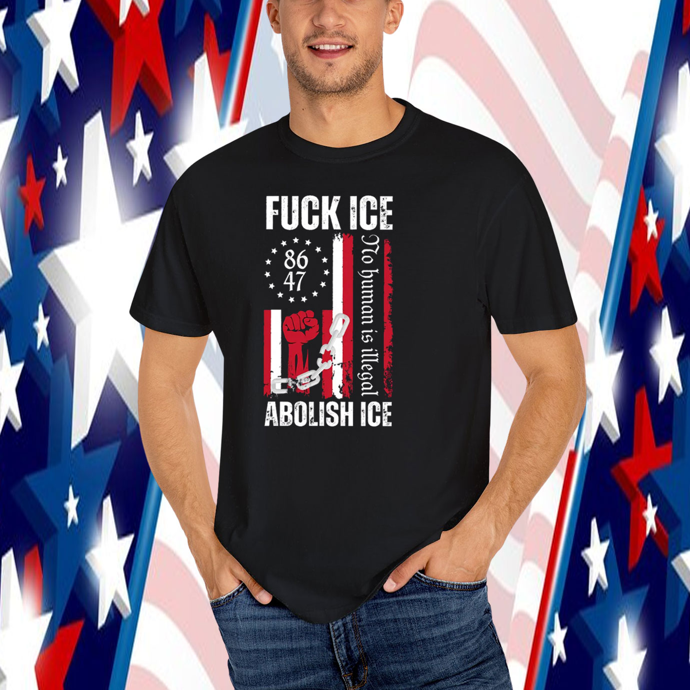 Fuck ICe Abolish ICE No Human Is Illegal T-Shirt