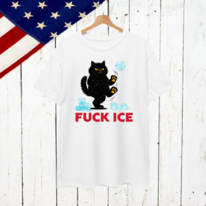 Fuck Ice Funny Black Cat T-Shirt