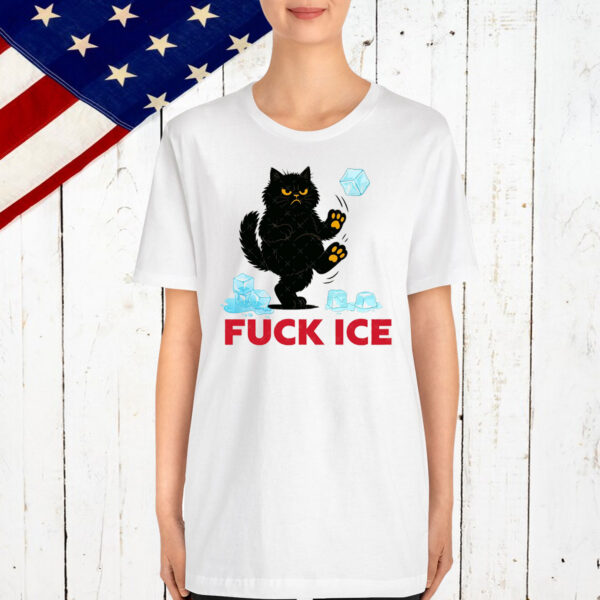 Fuck Ice Funny Black Cat T-Shirt