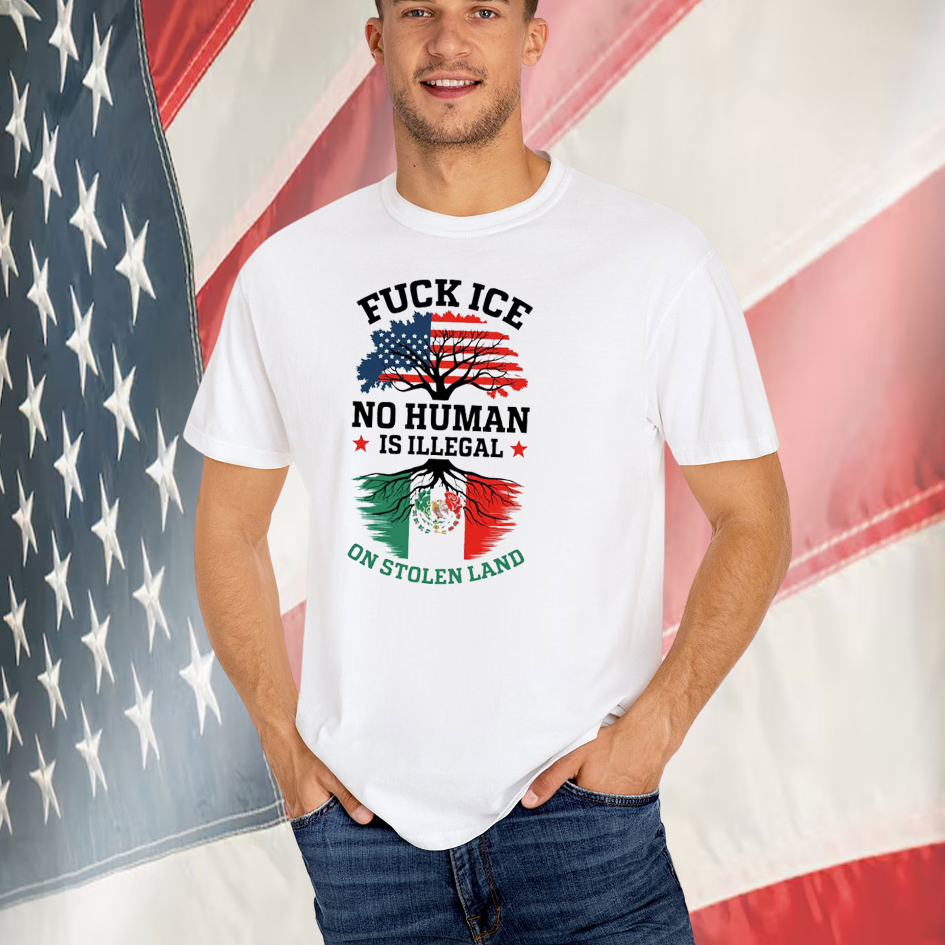 Fuck Ice No Human Is Illegal On Stolen Land Tee Shirt