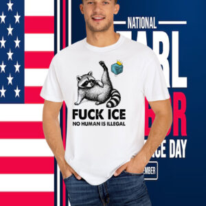 Funny Raccoon Fuck Ice No Human Is Illegal T-Shirt