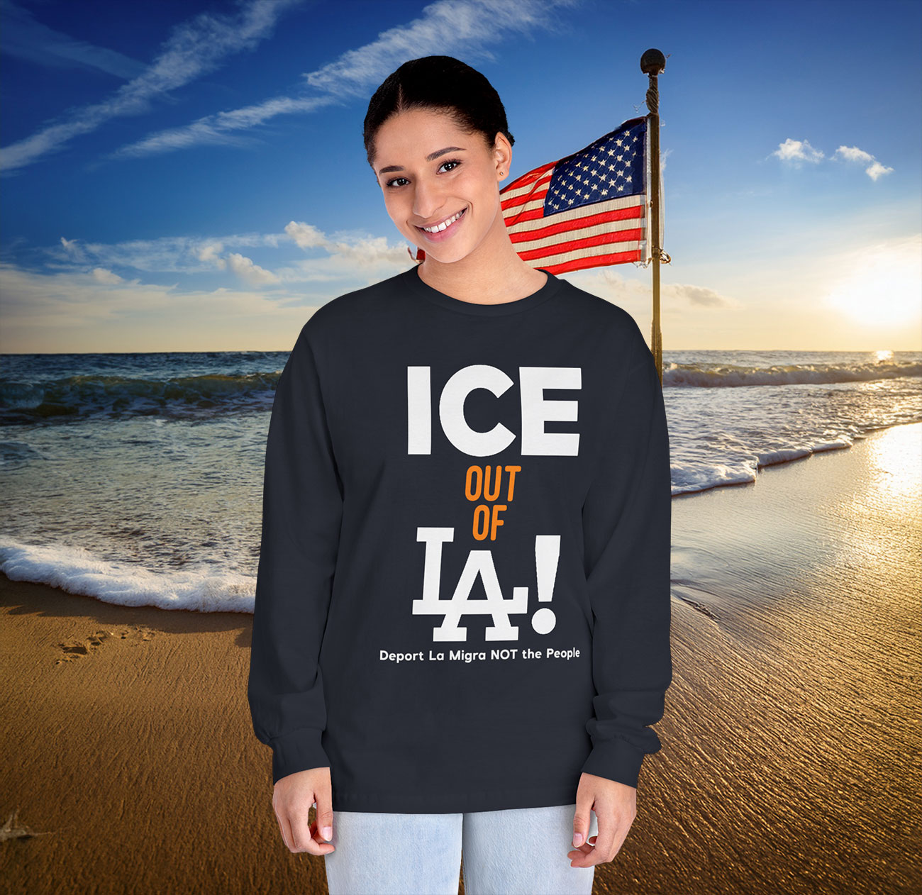 Ice Out Of La Deport La Migra Not The People Long Sleeve