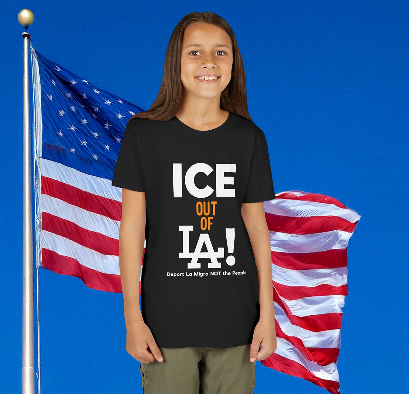 Ice Out Of La Deport La Migra Not The People Shirt Kids
