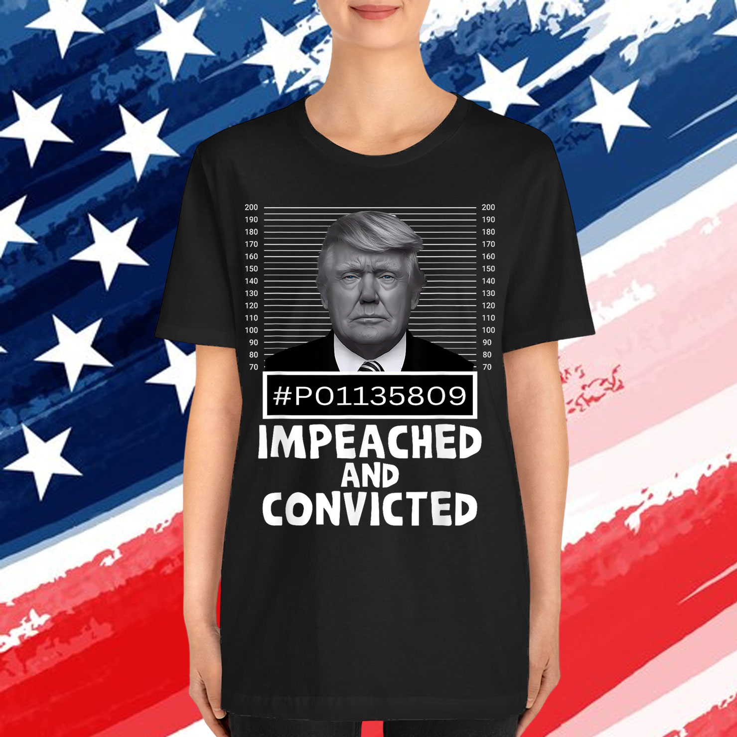 Impeached And Convicted Felon 45 Funny Anti Trump Mugshot Shirt