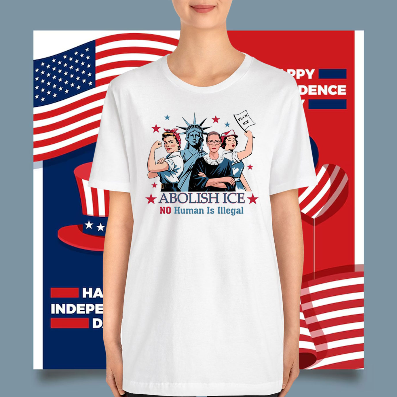 No Human Is Illegal Abolish ICE T-Shirt Fuck ICE