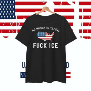 No Human Is Illegal Fuck Ice America Flag T-Shirt