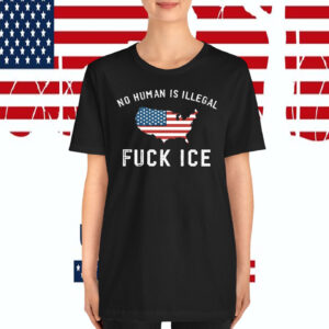 No Human Is Illegal Fuck Ice America Flag T-Shirt