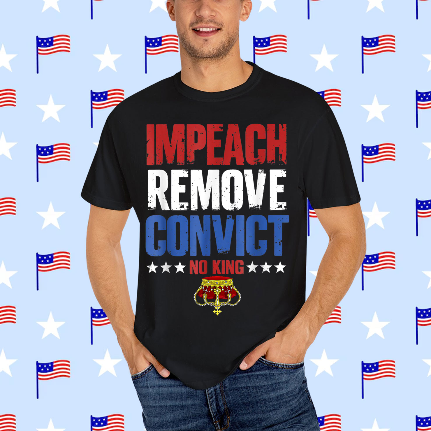 No Kings Since 1776 Vintage Impeach Remove Convict Shirt