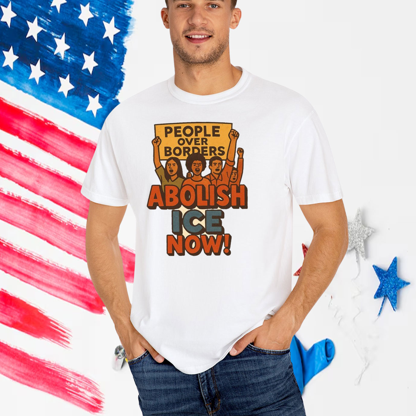 People Over Borders Abolish ICE! T-Shirt