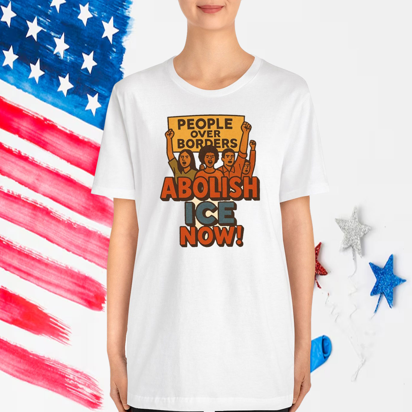 People Over Borders Abolish ICE! T-Shirt