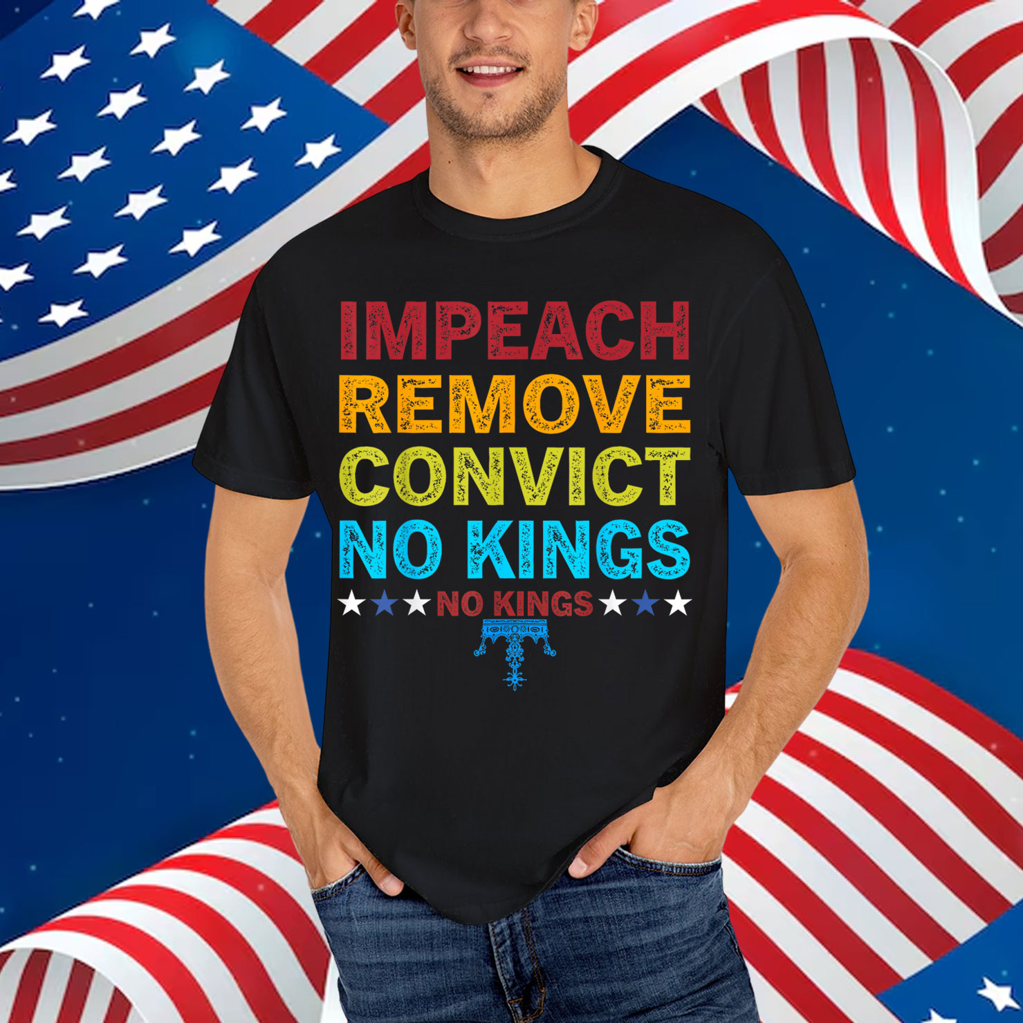 Vintage Impeach Remove Convict No Kings Shirt